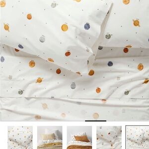 Crate&Barrel Celestial Sheet Set - Orange, Blue, Gray